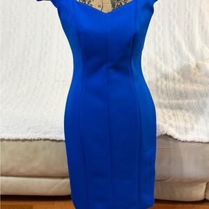 Calvin Klein Blue Dress with Black Lace Detail